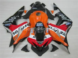 Injektion Motorcykel Fairing Kit för Honda CBR600RR 2007 2008 Orange Black Fairings Set CBR 600RR 07 08 LL35