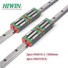 2PCs Original Ny Hiwin HGR15 - 1300mm Linjär Guide / Rail + 4PCS HGH15CA Linjära smala block för CNC-router delar