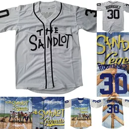 30 Benny 'The Jet' Rodriguez The Sandlot Legends Baseball Jersey Men syade namn och nummertröjor Vit gratis frakt