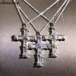 choucong Fashion Cross Pendants Diamond Real 925 Sterling silver Wedding Pendant with Necklace for women Bridal jewelry