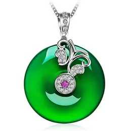 Naturlig grön hetian jade fjäril hängsmycke 925 silver halsband kinesisk jadeit amulet mode charm smycken gåvor för kvinnor henne