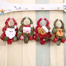 Jul, icke-vävt tygduk Julgran Pendants Elk Santa Claus Snowman Bear Ornament Jul Xmas Trädörr Hängande hänge