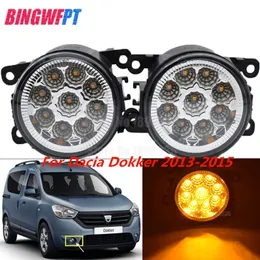 2PCS/pair LED Front Fog Lights Lamp white yellow Car Styling Round Bumper For Dacia Dokker 2013-2015