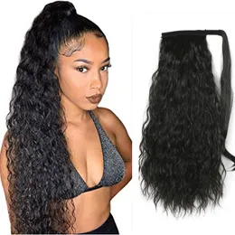 100 Human Curly wavy ponytail drawstring hair piece wet wavy brazilian hair pony tail 160g natural hairstyle wraps dye free