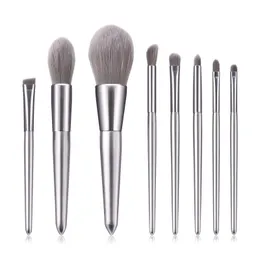High Quality 8PCS Makeup Brushes Elegant Silver wooden handle eye shadow powder brush make up tools Free ship 20