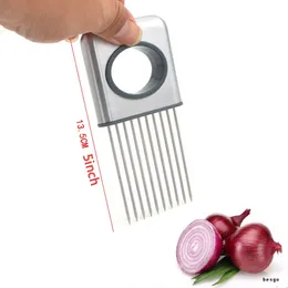 Enkel lökhållare skivor frukt grönsaksverktyg tomat cutter rostfritt stål lös kött nål kök gadget inte mer stinkande händer dbc bh2631