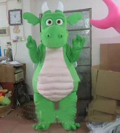 2019 Rabatt Factory Sale Green Dinosaur Mascot Costume Fancy Party Dress Halloween Carnival Costumes Adult Size Bästa kvalitet