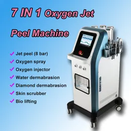 Ny version 7 i 1 Teknik 8 Bar Jet Peel Oxygen Hydra Facial Dermabrasion Skin Rengöring Biolyftmaskin
