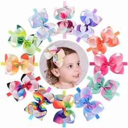 12pcs/Lot 6'' Colorful Rainbow Grosgrain Ribbon Bow Headband Triangle Arrow Hair Bands Boutique Hair Accessories 786