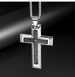 Wholesale-Men's Classic Titanium Steel Mens Chains Vintage Latin Christian Cross Pendants Necklaces Prayer Pendant Religious Ornaments