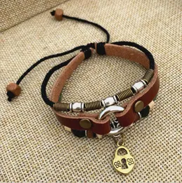 Fashion-jewelry couple bracelets PU leather keys and lock pendant bangles for couple hot fashion free of shipping
