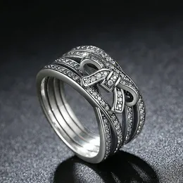 Autentisk 925 Sterling Silver Bow Rings Ställ originallåda för Pandora Delicate Sentiment Ring Luxury Designer Jewelry Women Rings1970