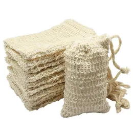 Duschbad Sisal Soap Bag Natural Sisal Soap Bag Exfoliating Saver Pouch Holder 50pcs1293i