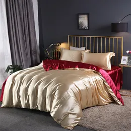 Designerskie zestawy kołder na łóżko luksusowy zestaw pościeli satynowa jedwabna kołdra prześcieradło podwójne pojedyncze łóżko typu queen-size zestawy pościeli
