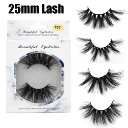 1 Pair 25mm 5D Soft Mink Hair False Eyelashes Wispy Fluffy Dramatic Long Volume Lashes Extension Eye Makeup Tools Handmade