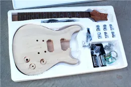 マホガニーのボディinsの首、カエデの上、DIYギターが付いている工場カスタムナチュラルウッドエレクトリックギターキット（部品）
