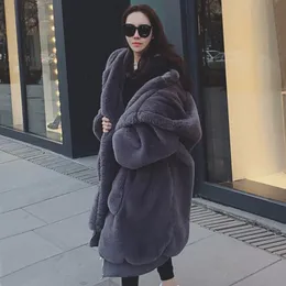 Woman Fur Overcoat Autumn And Winter New Pattern GIGI With Fund Imitate Rabbit's Long Even Loose Coat Leather