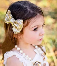 2020 Baby barrettes new Europe and cute girls children sequins hairpin large bow hair jewelry 11 colors