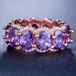 Partihandel-euro-amerikanska heta säljer stil lyxig ringpläterad ros guldring med Zircon Lady Ring Smycken