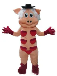 2018 High quality hot Good vision and good Ventilation a pig mascot costume with black hat for adult