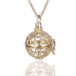 Fashion Love Pearl Beads Cages Hollow Charm Pendant Mountings 3*3.5cm Aromatherapy Diffuser Locket Necklace Free Chain