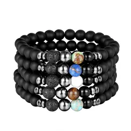 Fashion Black Matted Lava stone Bead bracelet turquoise hematite Bracelet For Women men Jewelry