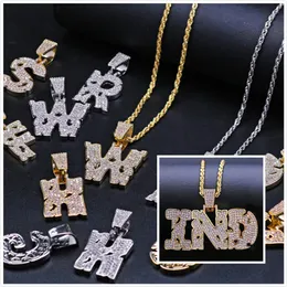 New Luxury Designer Diamond A-Z Initial Letter Custom Name Pendant Necklace Iced Out CZ 18K Gold Plated Hiphop DIY Jewelry for Men Women