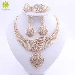 Set di gioielli da sposa per donna per spose oro placcato oro collana orecchini set moda indiano perline africane set gioielli set