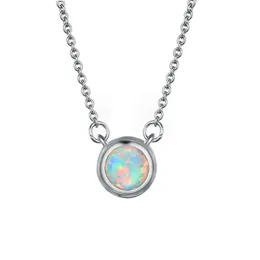 LuckyShine 5 Pcs Top Quality Round Fine Blue White Opal Gemstoe Silver Pendants Women's Rose Gold Charm Necklace Pendants Jewelry