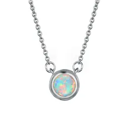 Luckyshine 5 st toppkvalitet rund finblå vit opal gemstoe silver hängen kvinnor kvinnors ros guld charm halsband hängsmycken smycken