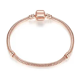 Vecalon Rose Gold Color Silver Snake Chain Bracelets DIY Bracelet Smycken 16cm-23cm 8 Storleksval