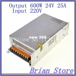 Freeshipping 600W 24V 25A Single Output Uninterruptible ac 220v to dc 24v Alimentatore switching per striscia LED