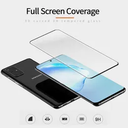 För Samsung S20 Plus Ultra Edge Lim Anti Scratch Screen Protector Curved Works Fingeravtryck Full täckning Härdat glas med detaljhandel