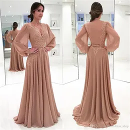 Elegant Muslim Evening Dresses 2020 A-line Long Sleeves Chiffon Lace Sash Islamic Dubai Saudi Arabic Long Evening Gown Prom