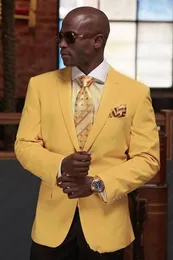 Brand New Yellow Men Wedding Tuxedos PeakLapel Groom Tuxedos Excellent Men Blazer Suit Prom/Dinner Jacket(Jacket+Pants+Tie) 2617