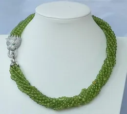4 MM 8 MM strds round natural peridotal necklace-zircon 17 "