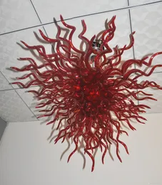 100% Mouth Blown CE UL Borosilicate Murano Glass Dale Chihuly Art Brilliancy Red Colored Glass Flower Chandelier