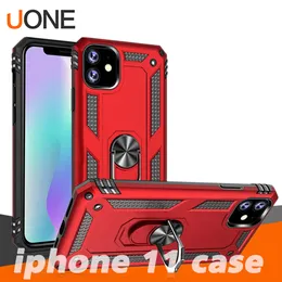 New For Iphone 11 pro X XS max Hybrid Rugged Shockproof Armor Stand Case For Samsung Note 10 S10 Plus Metal Ring Magnetic Car Holder Cover