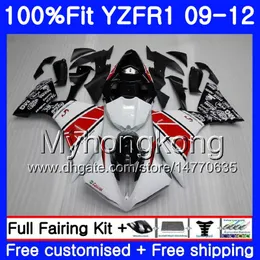 Injektion för Yamaha YZF 1000 R 1 YZF-1000 YZFR1 09 10 11 12 241HM.0 YZF R1 YZF1000 YZF-R1 2009 2010 2011 2012 Fairing Kit Red White Black