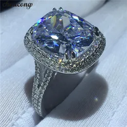 choucong Grande anello di lusso in argento sterling 925 con taglio a cuscino 8ct diamante cz fedi nuziali di fidanzamento per gioielli da donna