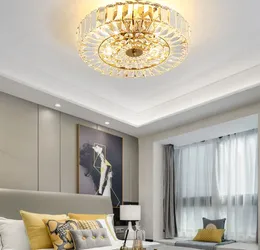 Modern Luxury Crystal Chandelier Taklampor Ytmonterad Chrome Ljoner Lysning Runda Led Taklampor för sovrumsbelysning