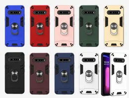 Hybrid Bilhållare Magnetisk Ring Armour Metal Back Cover Fodral för Huawei Y5P Y6P Y8P 2020 P Smart 2020 Honor Play 4T Y9S LG K31 K51