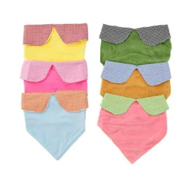 Baby Bibs Bandana Plaid Check Burp Cloths Cartoon Triangle Saliva Towels Cotton Fashion Feeding Scarves Waterproof Dribble Pinafore C7241