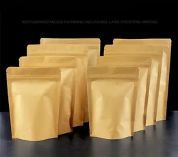 11 dimensioni ambiente sacchetto di carta in foglio di alluminio con cerniera sacchetto di alluminio artigianale marrone richiudibile con chiusura a zip sigillo sacchetto per uso alimentare