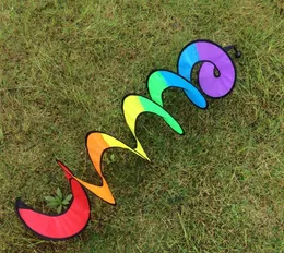 65 sztuk Outdoors Rainbow Spiral Wiatrak Willsock Ogród Dekoruj Trwałe Obróć Przenośny Wiatr Spinner Kolorowe Wstążki Knitting Składane SN2565