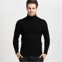 Moda zima gruby ciepły kaszmir sweter mężczyźni Turtleneck Męskie Swetry Slim Fit Fit Swlover Men Classic Knitwear Pull Homme