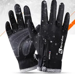 Top Tjockning Touch Screen Glove Kallt bevis Män Kvinnor Sport Handskar Fleece Tjockad Vinter Utomhus Ridning Varm Vattentät Utbildning Yakuda