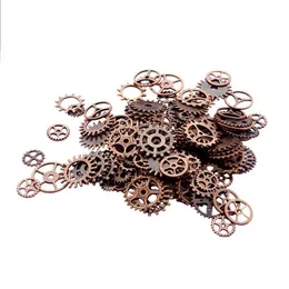 Charms ca. 120 g/Menge, DIY-Schmuckherstellung, Vintage-Metall, gemischte Zahnräder, Steampunk-Zahnrad-Anhänger, Charms, Armband-Zubehör (altes rotes Kupfer).