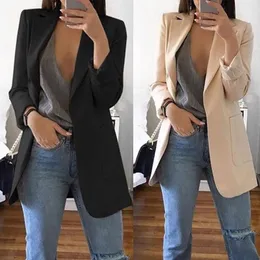 2019 New Women's Blazers Spring Autumn Long Sleeve Casual Sexy Lapel Coat Solid Color Slim Fit Cardigan Outdoor Work Style Suit C18122401