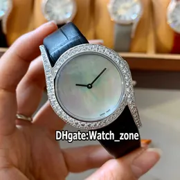 Limelight Gala 32mm G0A44160 Biała Pearl Dial Słoneczny Swiss Quartz Watch Diamond Bezel Stalowa skrzynka Skórzana Pasek Ldy Watches Watch_Zone